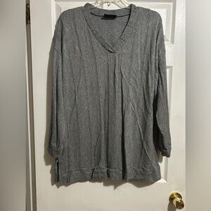 Lane Bryant Gray V-Neck Sweater Top